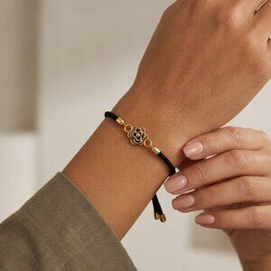 Designs by Forte Adjustable Nylon Twist Cord Bracelet - Gold Rose